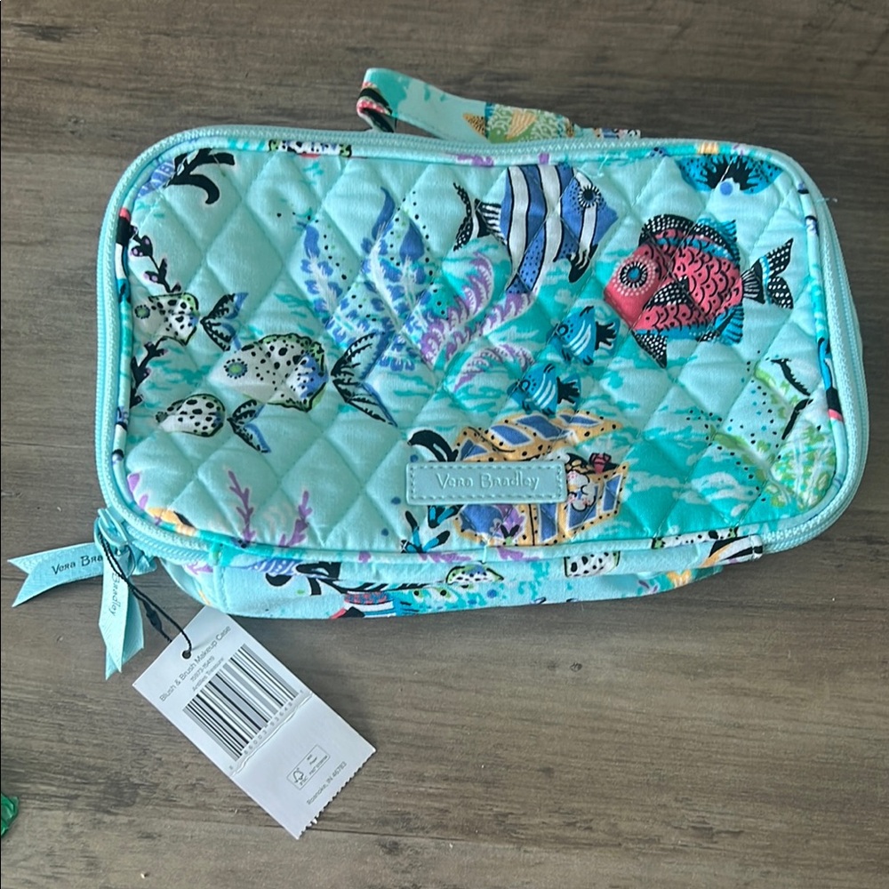 Vera Bradley Quilted Fish Print Cosmetic Bag